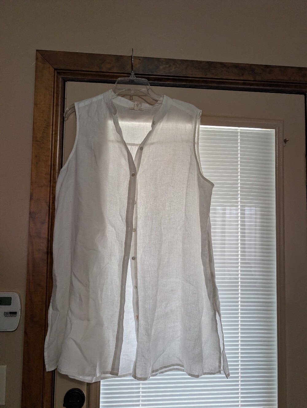 Eileen Fisher 100% Linen Mandarin Collar Sleeveless Shirt Size XL - Picture 2 of 4